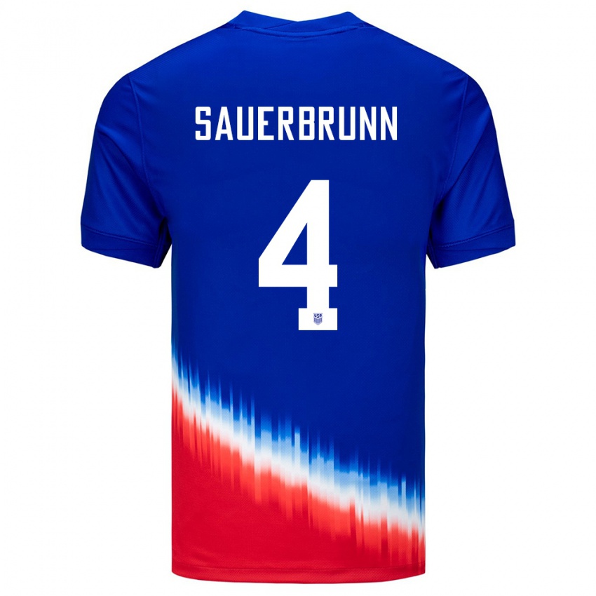 Męski Stany Zjednoczone Becky Sauerbrunn #4 Niebieski Wyjazdowa Koszulka 24-26 Koszulki Klubowe