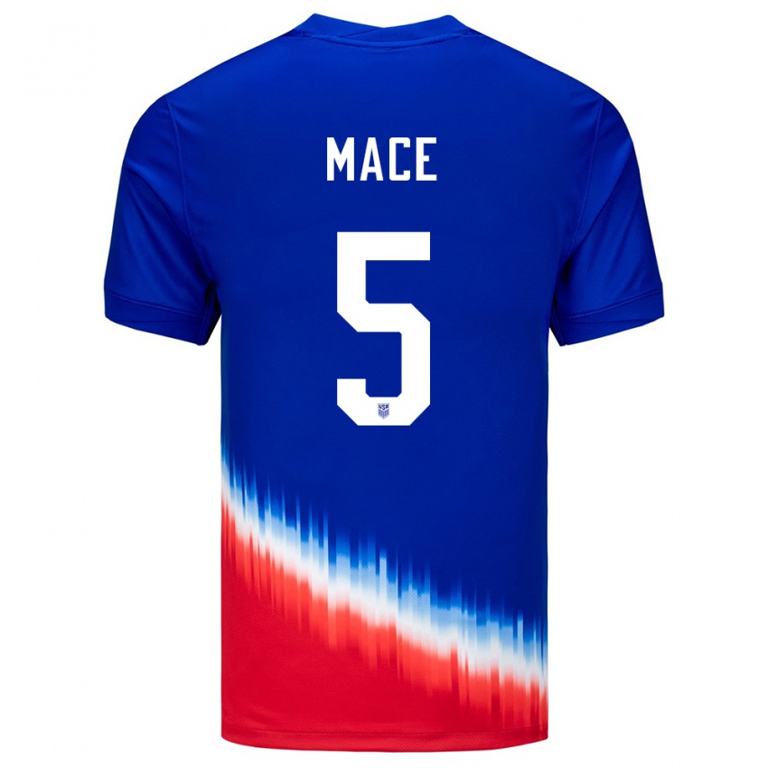 Męski Stany Zjednoczone Hailie Mace #5 Niebieski Wyjazdowa Koszulka 24-26 Koszulki Klubowe