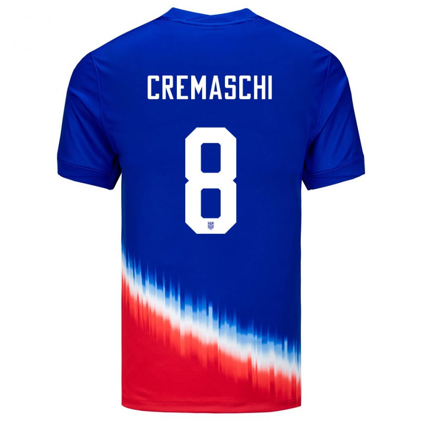 Męski Stany Zjednoczone Benjamin Cremaschi #8 Niebieski Wyjazdowa Koszulka 24-26 Koszulki Klubowe