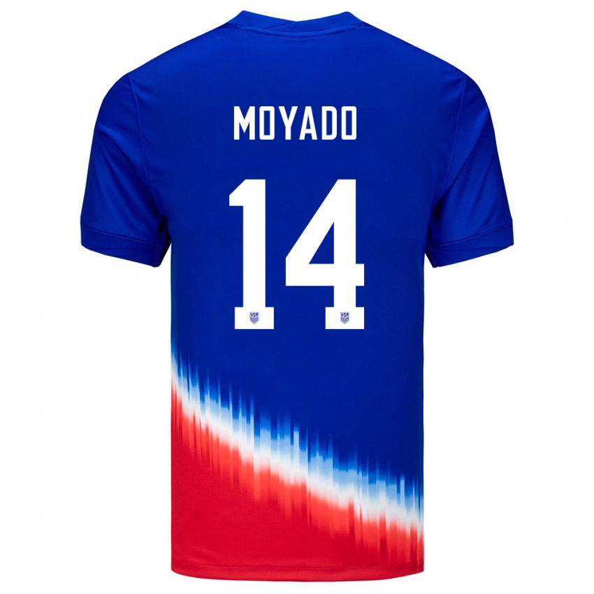 Męski Stany Zjednoczone Bryan Moyado #14 Niebieski Wyjazdowa Koszulka 24-26 Koszulki Klubowe