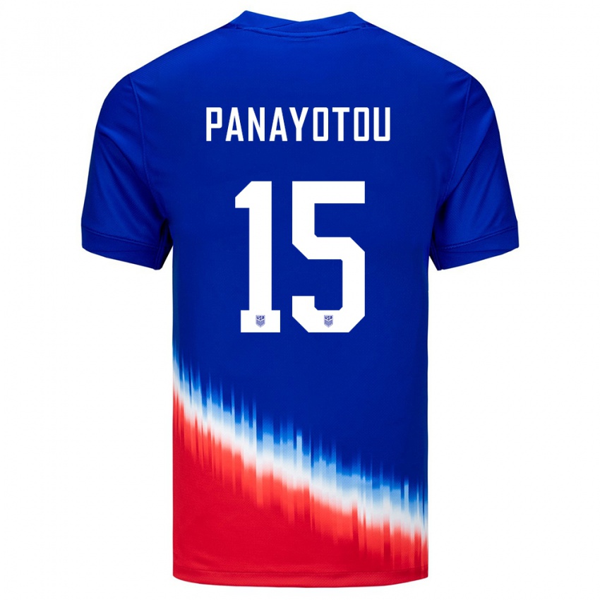 Męski Stany Zjednoczone Jack Panayotou #15 Niebieski Wyjazdowa Koszulka 24-26 Koszulki Klubowe