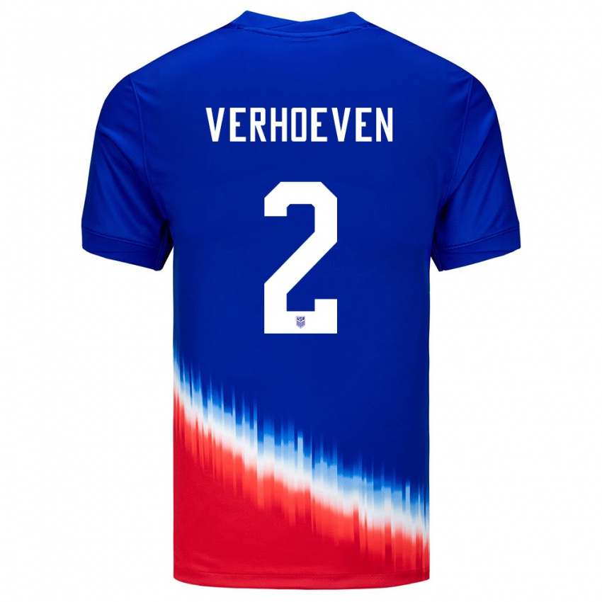 Męski Stany Zjednoczone Oscar Verhoeven #2 Niebieski Wyjazdowa Koszulka 24-26 Koszulki Klubowe