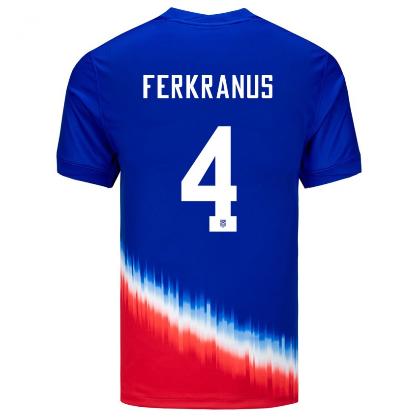 Męski Stany Zjednoczone Marcus Ferkranus #4 Niebieski Wyjazdowa Koszulka 24-26 Koszulki Klubowe