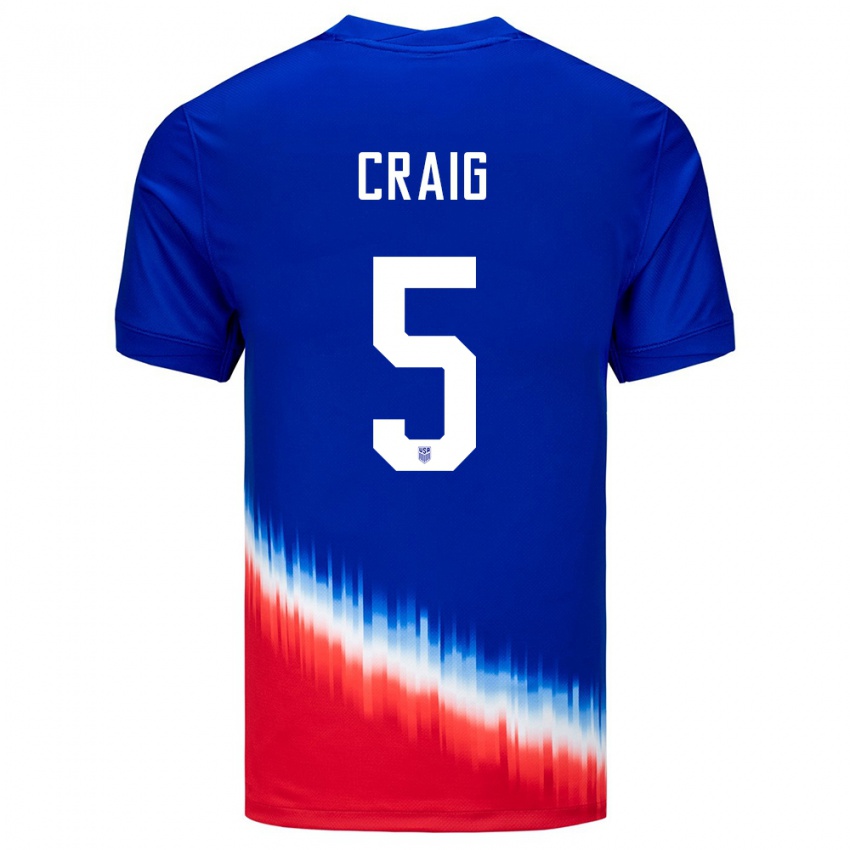Męski Stany Zjednoczone Brandan Craig #5 Niebieski Wyjazdowa Koszulka 24-26 Koszulki Klubowe