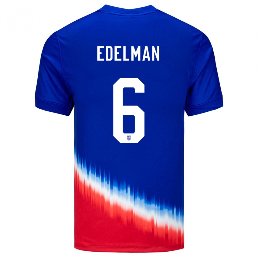 Męski Stany Zjednoczone Daniel Edelman #6 Niebieski Wyjazdowa Koszulka 24-26 Koszulki Klubowe