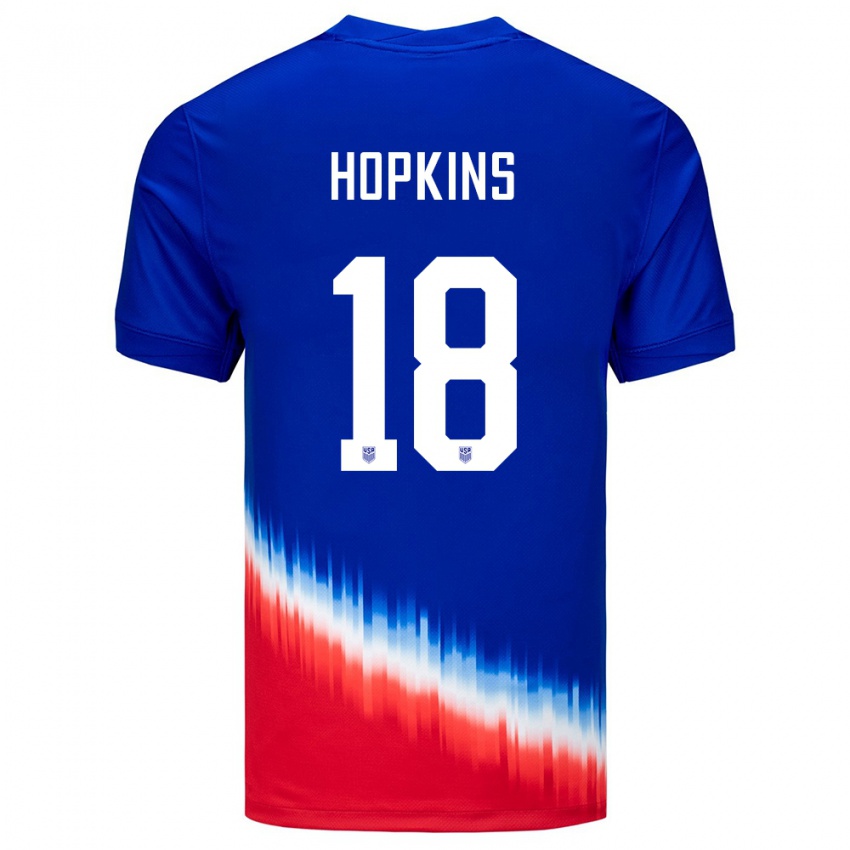 Męski Stany Zjednoczone Jackson Hopkins #18 Niebieski Wyjazdowa Koszulka 24-26 Koszulki Klubowe