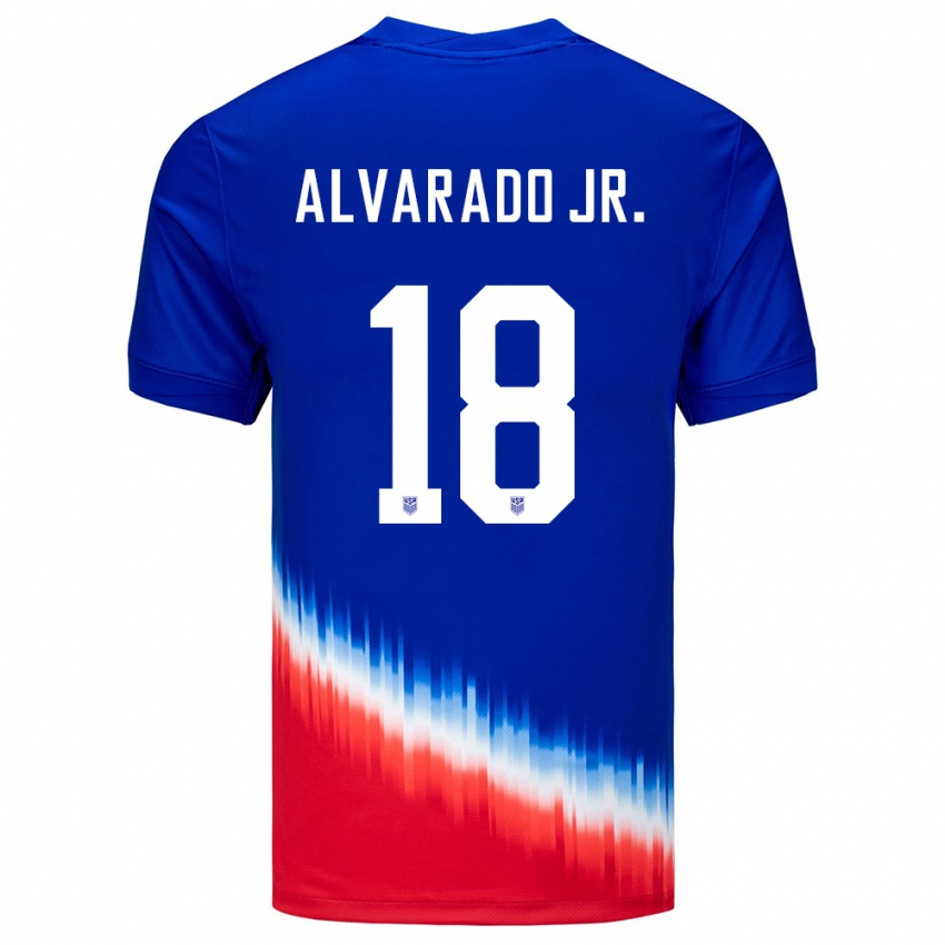 Męski Stany Zjednoczone Alejandro Alvarado Jr #18 Niebieski Wyjazdowa Koszulka 24-26 Koszulki Klubowe