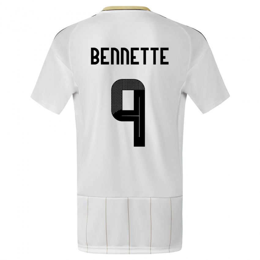 Męski Kostaryka Jewison Bennette #9 Biały Wyjazdowa Koszulka 24-26 Koszulki Klubowe