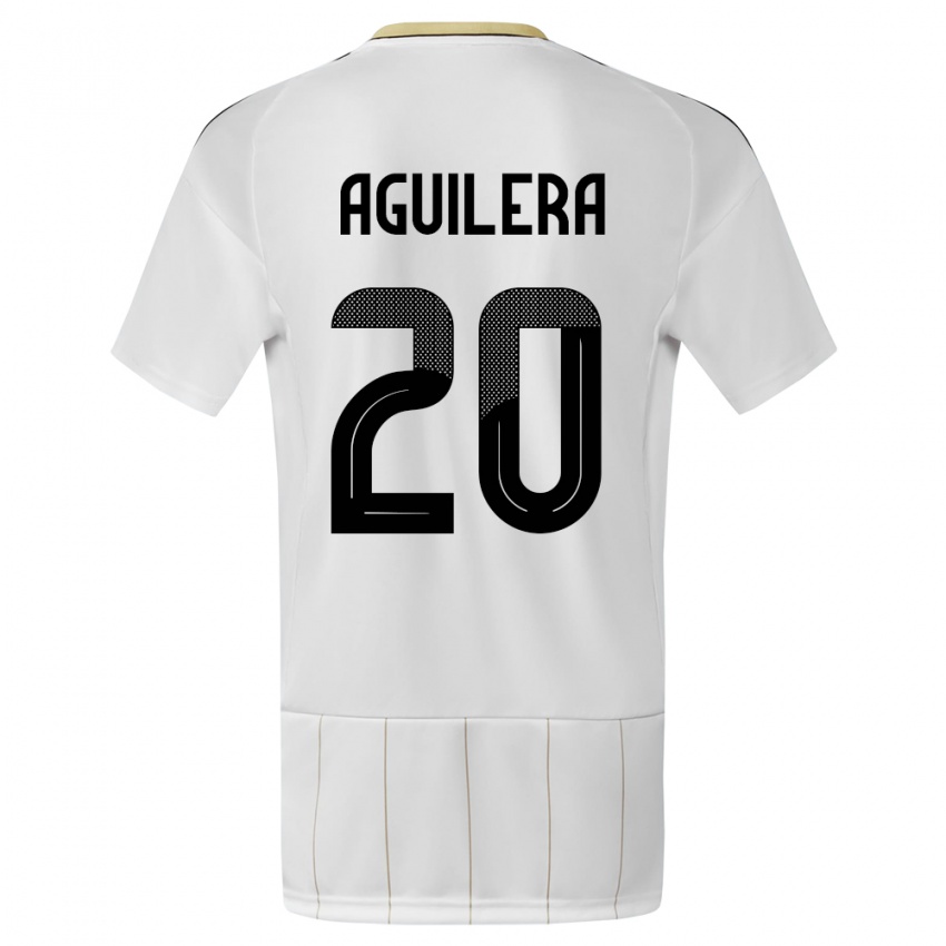 Męski Kostaryka Brandon Aguilera #20 Biały Wyjazdowa Koszulka 24-26 Koszulki Klubowe