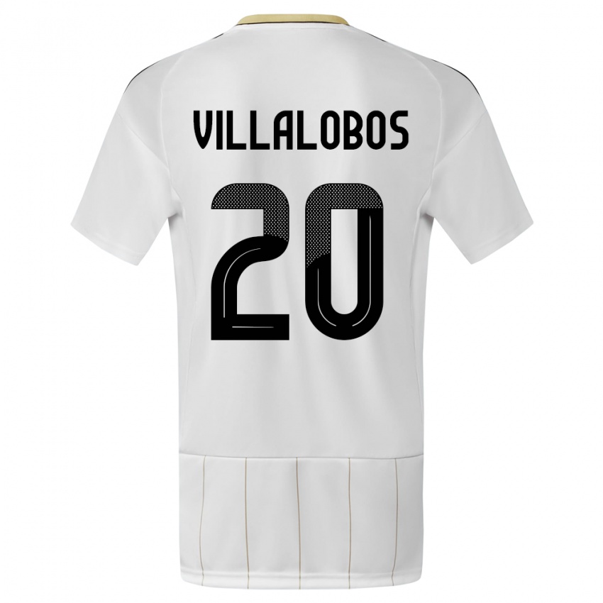 Męski Kostaryka Fabiola Villalobos #20 Biały Wyjazdowa Koszulka 24-26 Koszulki Klubowe