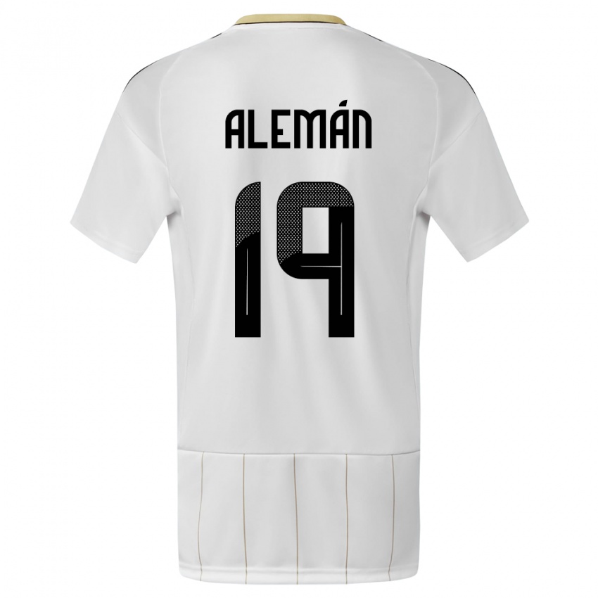 Męski Kostaryka Fabricio Aleman #19 Biały Wyjazdowa Koszulka 24-26 Koszulki Klubowe
