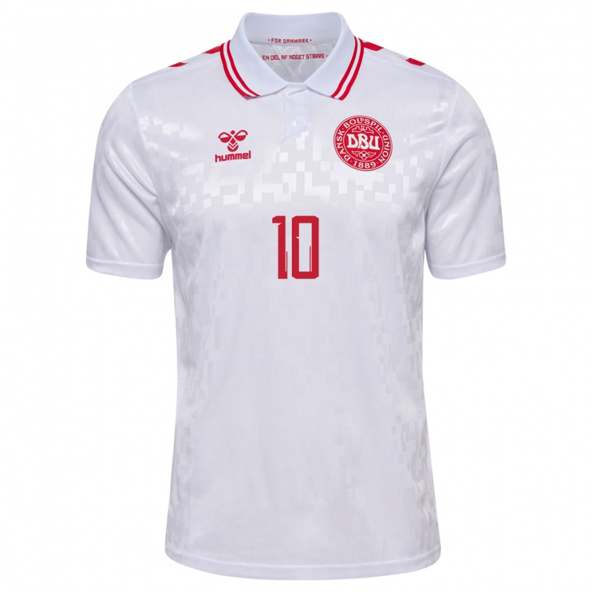 Męski Dania Lasse Abildgaard #10 Biały Wyjazdowa Koszulka 24-26 Koszulki Klubowe