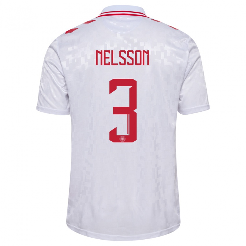 Męski Dania Victor Nelsson #3 Biały Wyjazdowa Koszulka 24-26 Koszulki Klubowe