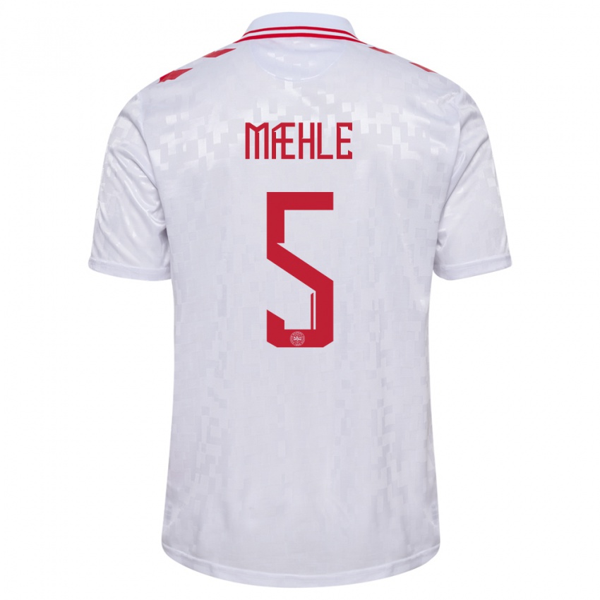 Męski Dania Joakim Maehle #5 Biały Wyjazdowa Koszulka 24-26 Koszulki Klubowe