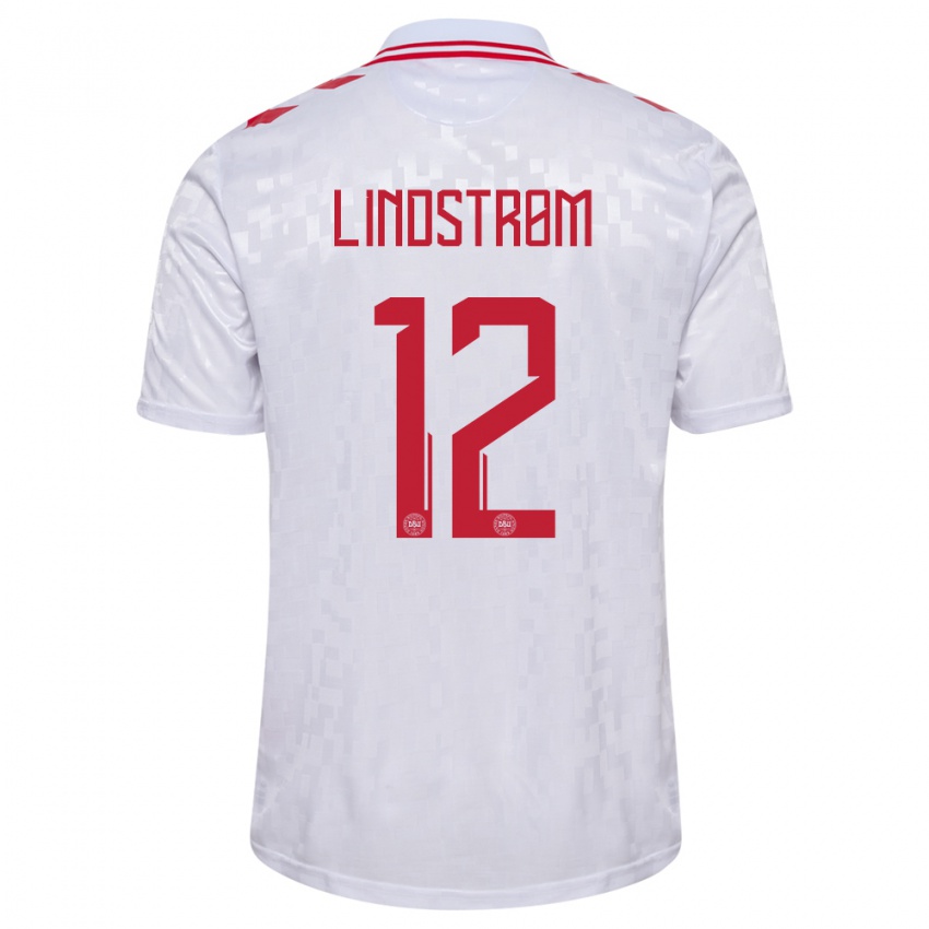 Męski Dania Jesper Lindstrom #12 Biały Wyjazdowa Koszulka 24-26 Koszulki Klubowe