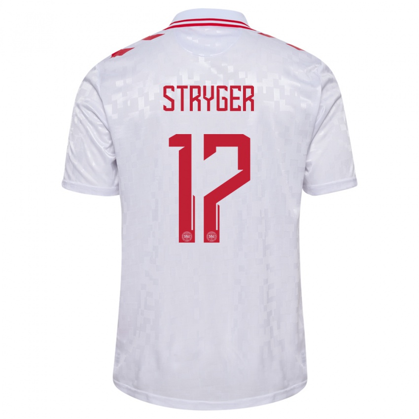 Męski Dania Jens Stryger Larsen #17 Biały Wyjazdowa Koszulka 24-26 Koszulki Klubowe
