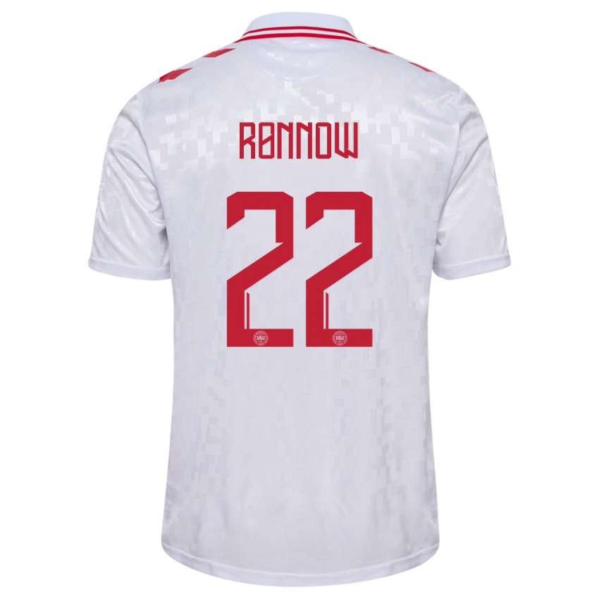 Męski Dania Frederik Ronnow #22 Biały Wyjazdowa Koszulka 24-26 Koszulki Klubowe