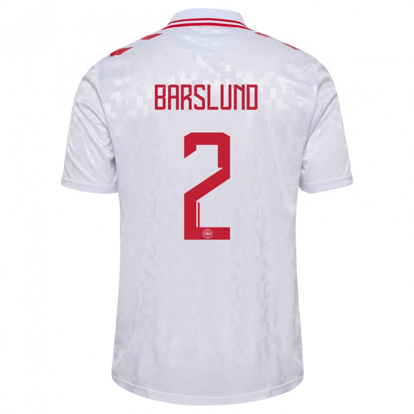 Męski Dania Kaare Barslund #2 Biały Wyjazdowa Koszulka 24-26 Koszulki Klubowe