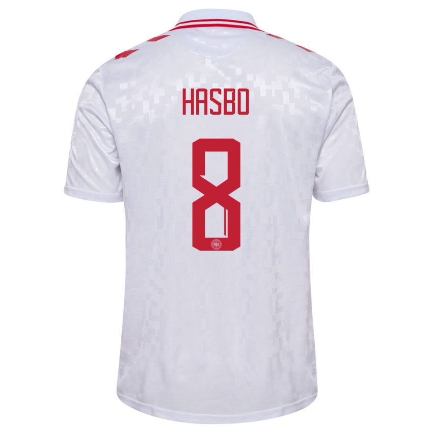 Męski Dania Josefine Hasbo #8 Biały Wyjazdowa Koszulka 24-26 Koszulki Klubowe
