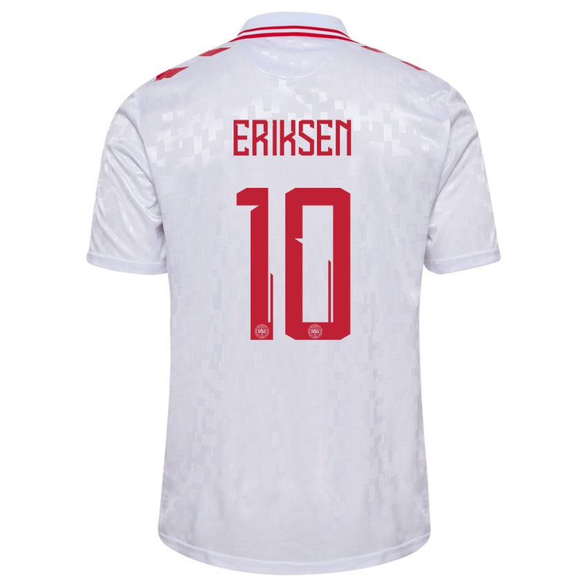 Męski Dania Christian Eriksen #10 Biały Wyjazdowa Koszulka 24-26 Koszulki Klubowe