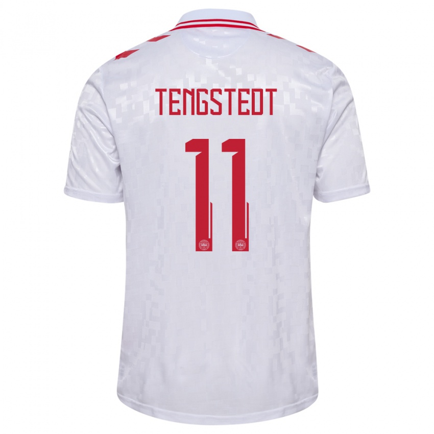 Męski Dania Casper Tengstedt #11 Biały Wyjazdowa Koszulka 24-26 Koszulki Klubowe