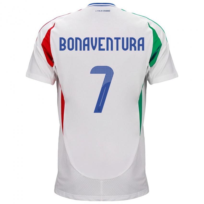 Męski Włochy Giacomo Bonaventura #7 Biały Wyjazdowa Koszulka 24-26 Koszulki Klubowe
