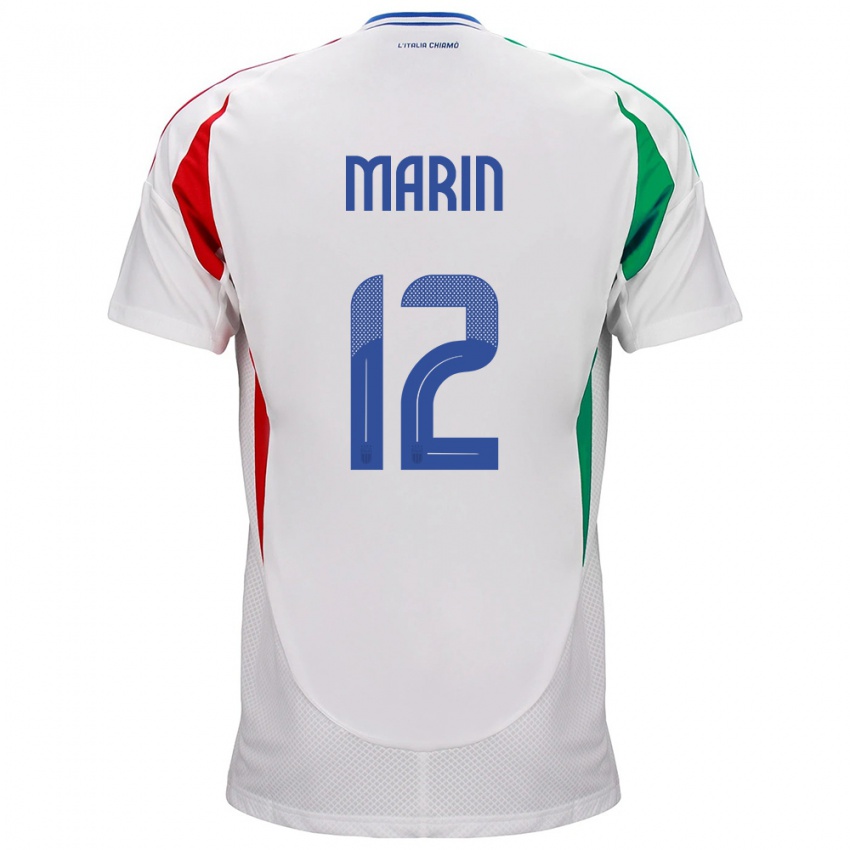 Męski Włochy Renato Marin #12 Biały Wyjazdowa Koszulka 24-26 Koszulki Klubowe