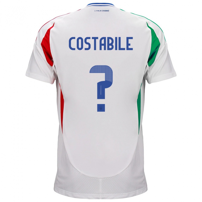 Męski Włochy Cristian Costabile #0 Biały Wyjazdowa Koszulka 24-26 Koszulki Klubowe