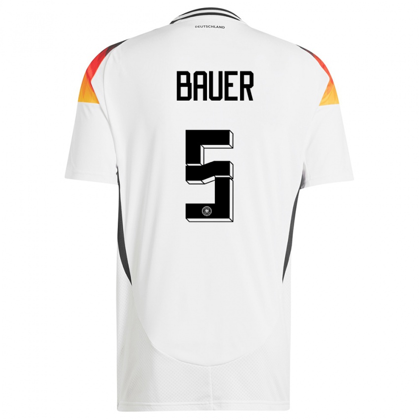 Kobiety Niemcy Maximilian Bauer #5 Biały Domowa Koszulka 24-26 Koszulki Klubowe