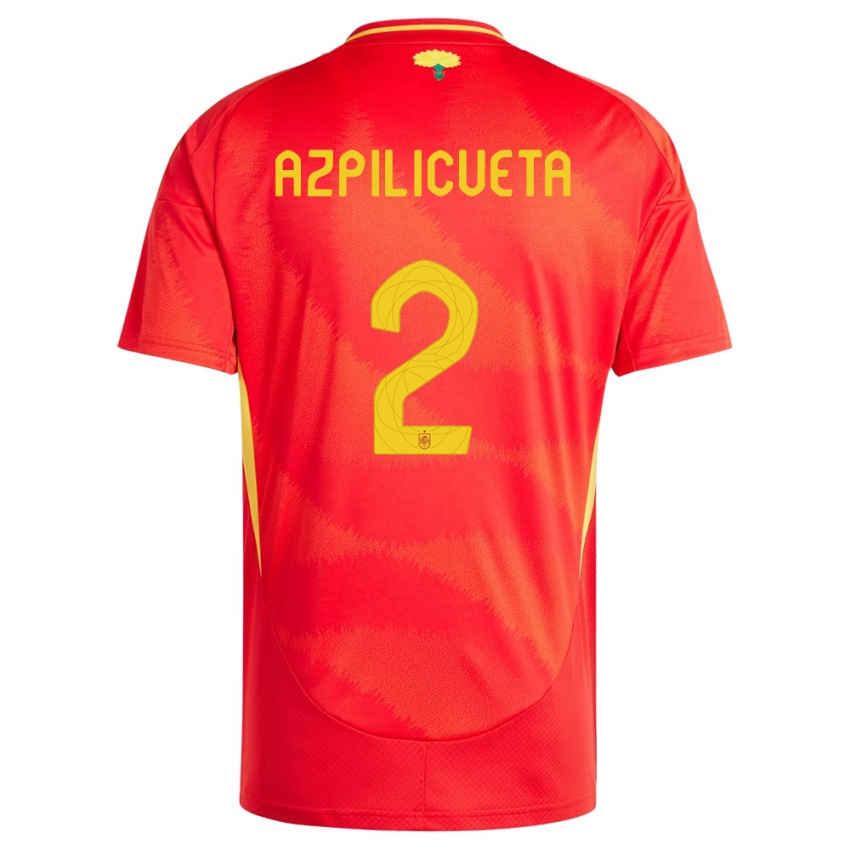 Kobiety Hiszpania Cesar Azpilicueta #2 Czerwony Domowa Koszulka 24-26 Koszulki Klubowe