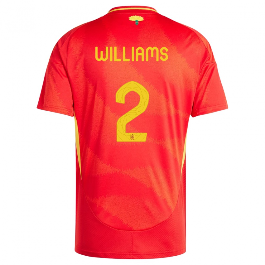 Kobiety Hiszpania Nico Williams #2 Czerwony Domowa Koszulka 24-26 Koszulki Klubowe