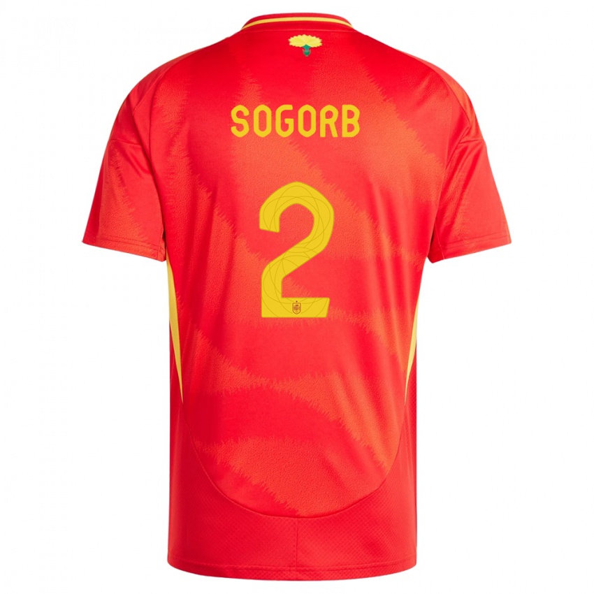 Kobiety Hiszpania Carles Sogorb #2 Czerwony Domowa Koszulka 24-26 Koszulki Klubowe