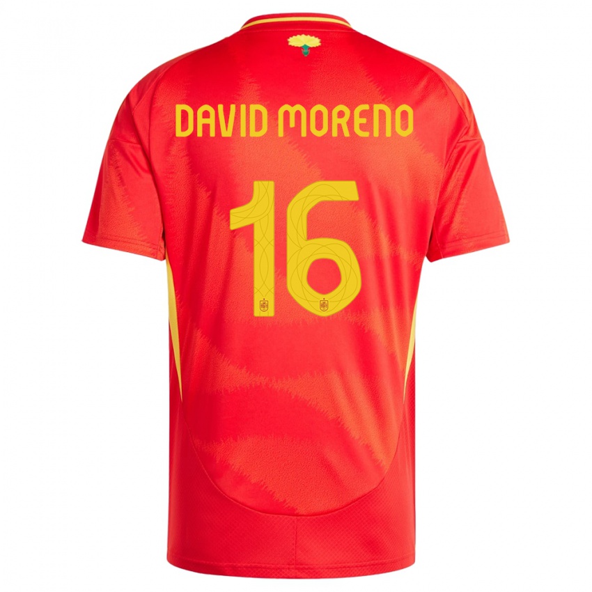Kobiety Hiszpania Antonio David Moreno #16 Czerwony Domowa Koszulka 24-26 Koszulki Klubowe