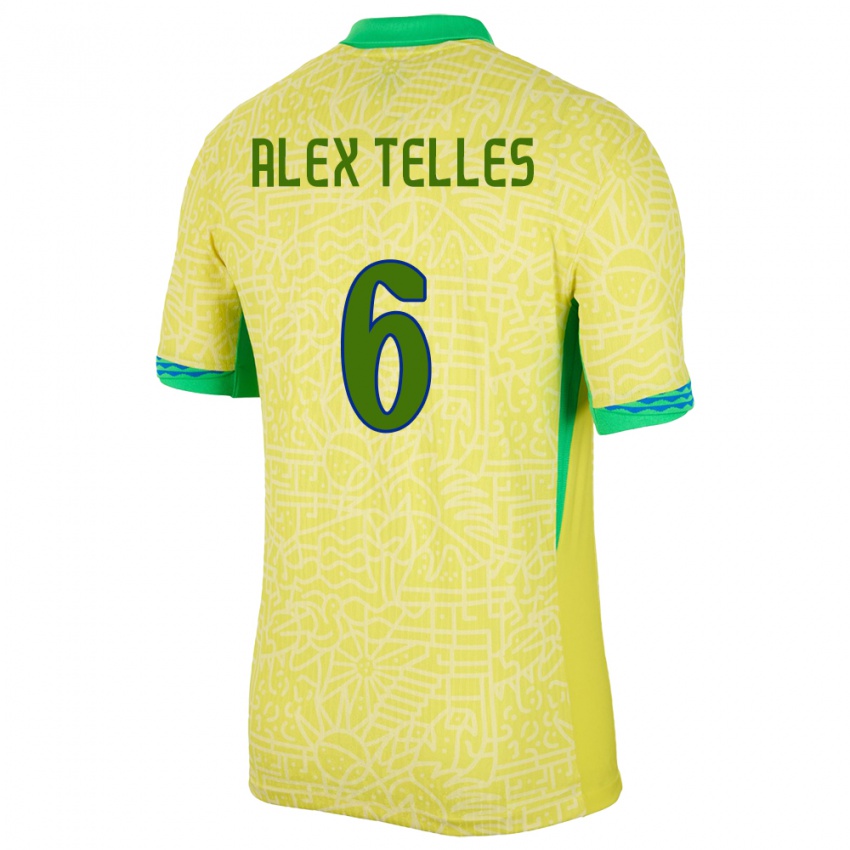 Kobiety Brazylia Alex Telles #6 Żółty Domowa Koszulka 24-26 Koszulki Klubowe