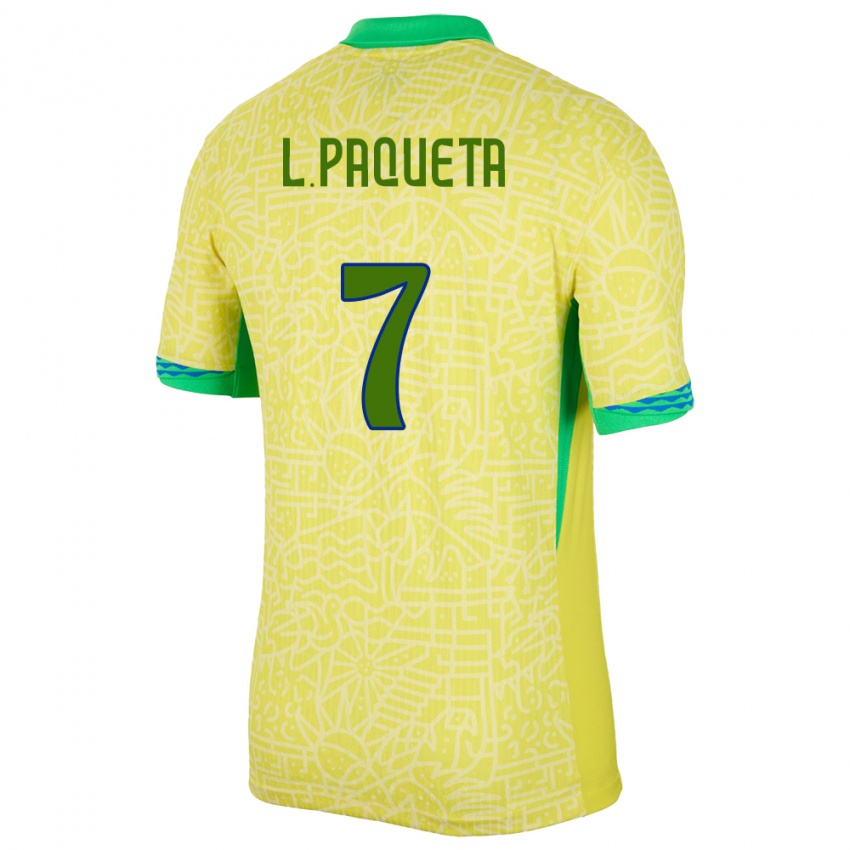 Kobiety Brazylia Lucas Paqueta #7 Żółty Domowa Koszulka 24-26 Koszulki Klubowe