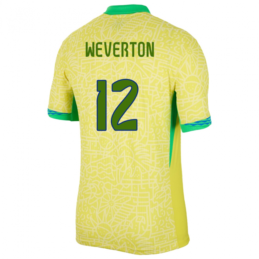 Kobiety Brazylia Weverton #12 Żółty Domowa Koszulka 24-26 Koszulki Klubowe