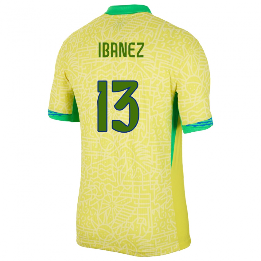 Kobiety Brazylia Roger Ibanez #13 Żółty Domowa Koszulka 24-26 Koszulki Klubowe
