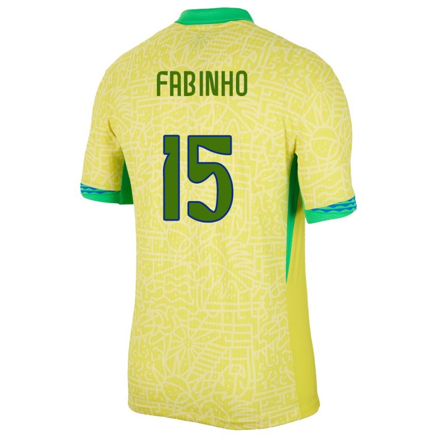 Kobiety Brazylia Fabinho #15 Żółty Domowa Koszulka 24-26 Koszulki Klubowe