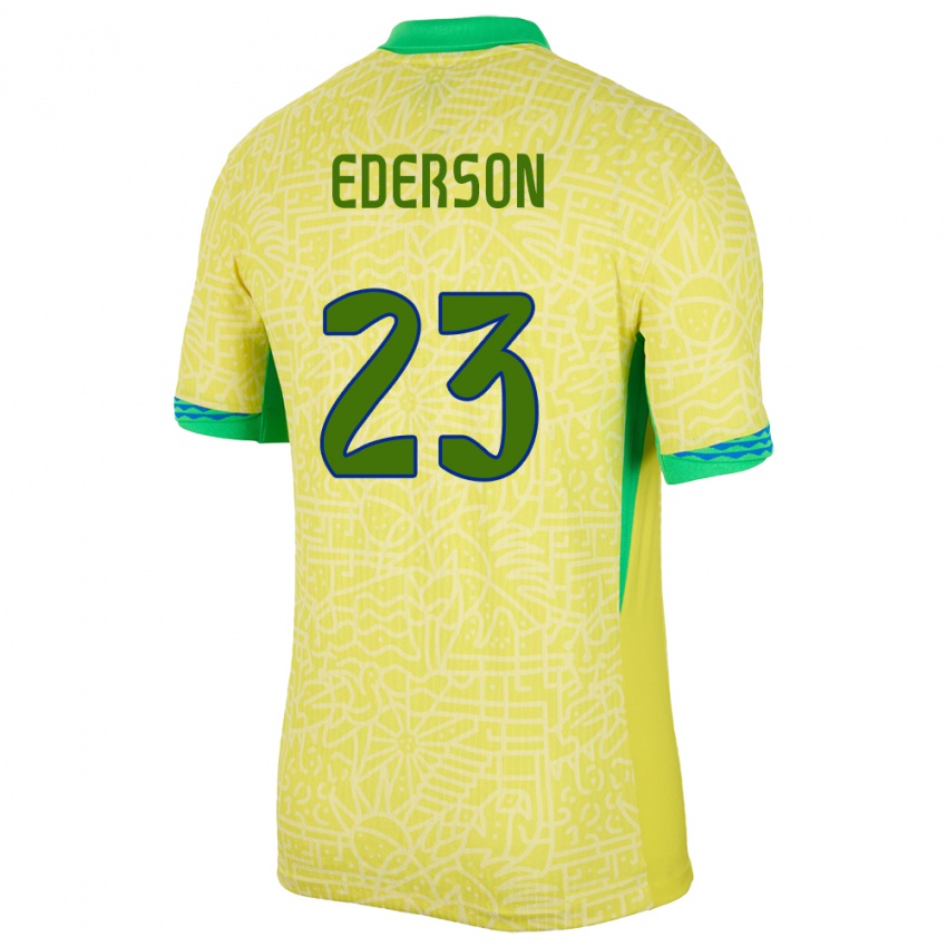 Kobiety Brazylia Ederson #23 Żółty Domowa Koszulka 24-26 Koszulki Klubowe
