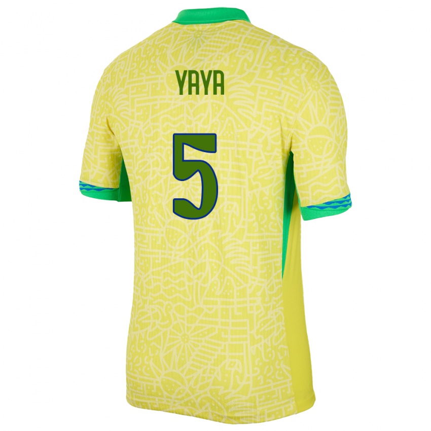 Kobiety Brazylia Yaya #5 Żółty Domowa Koszulka 24-26 Koszulki Klubowe