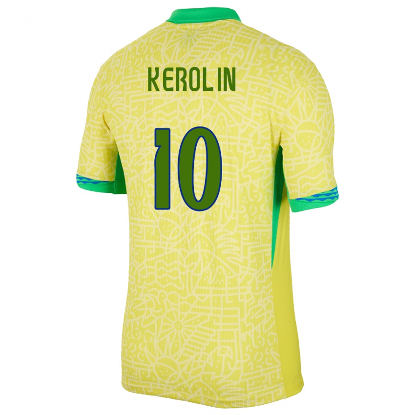 Kobiety Brazylia Kerolin Nicoli #10 Żółty Domowa Koszulka 24-26 Koszulki Klubowe