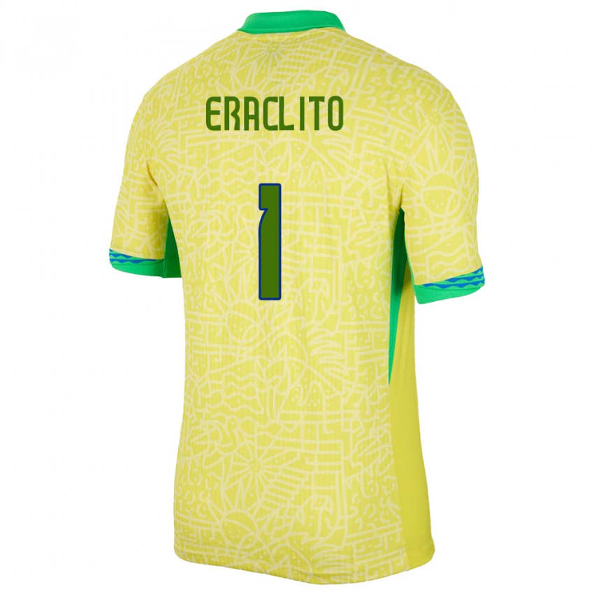 Kobiety Brazylia Marcelo Eraclito #1 Żółty Domowa Koszulka 24-26 Koszulki Klubowe