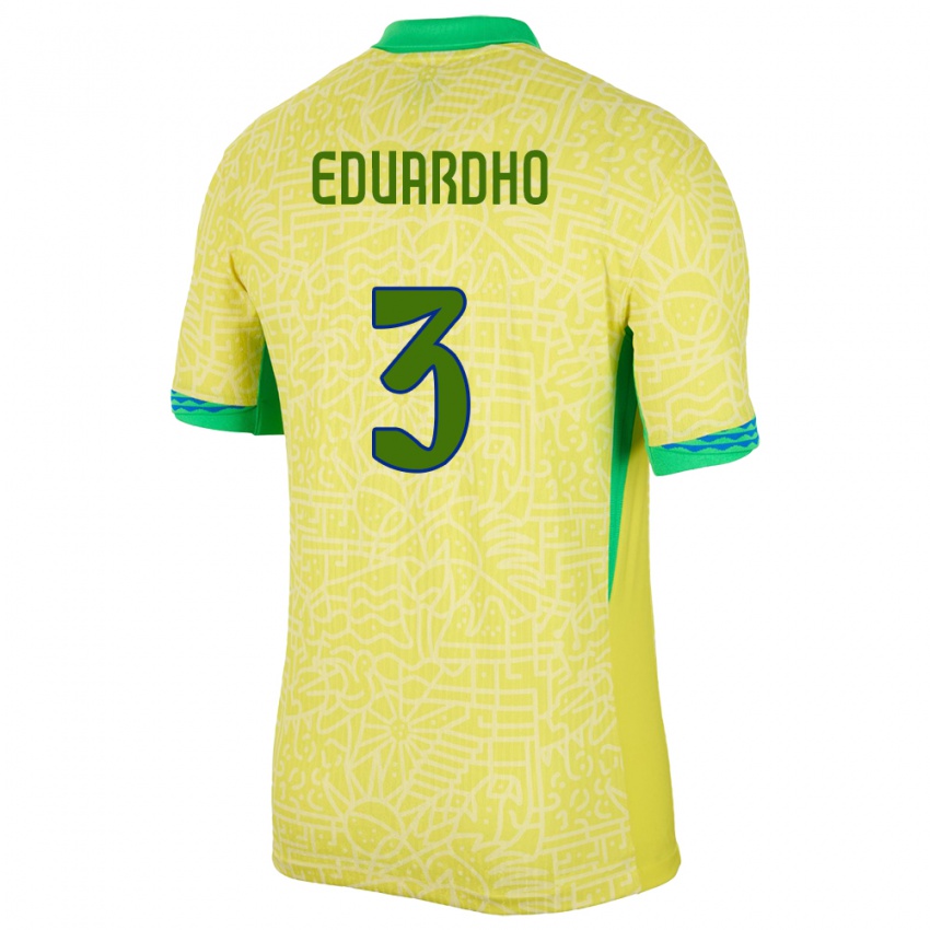 Kobiety Brazylia Eduardho #3 Żółty Domowa Koszulka 24-26 Koszulki Klubowe
