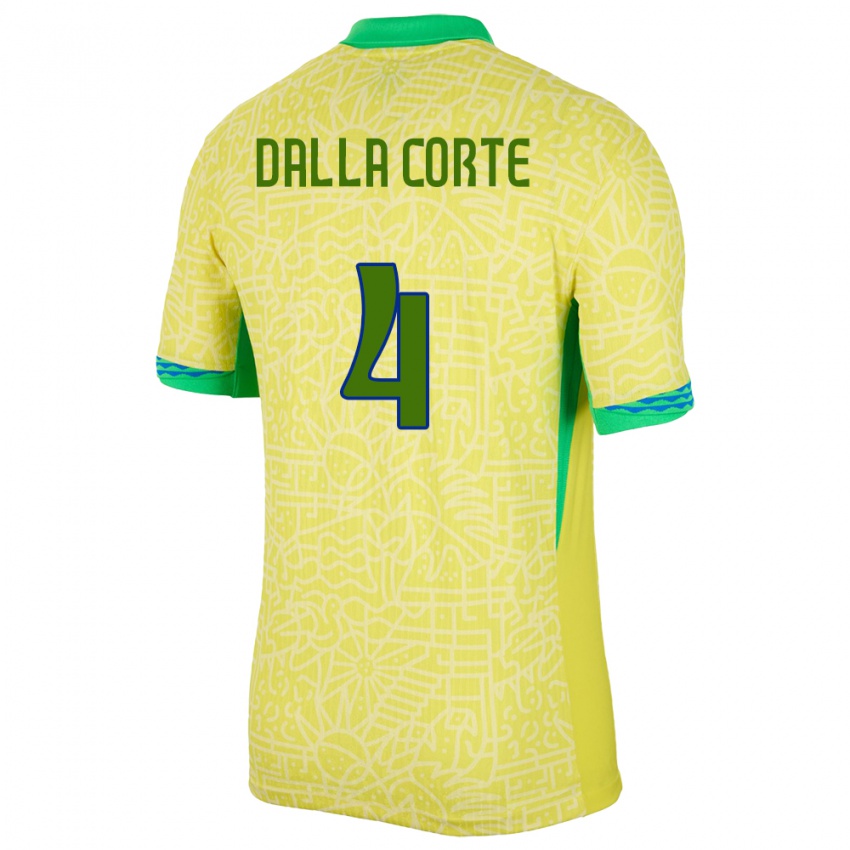 Kobiety Brazylia Joao Dalla Corte #4 Żółty Domowa Koszulka 24-26 Koszulki Klubowe