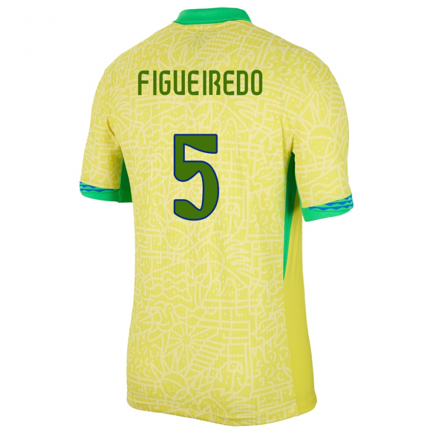 Kobiety Brazylia Vitor Figueiredo #5 Żółty Domowa Koszulka 24-26 Koszulki Klubowe