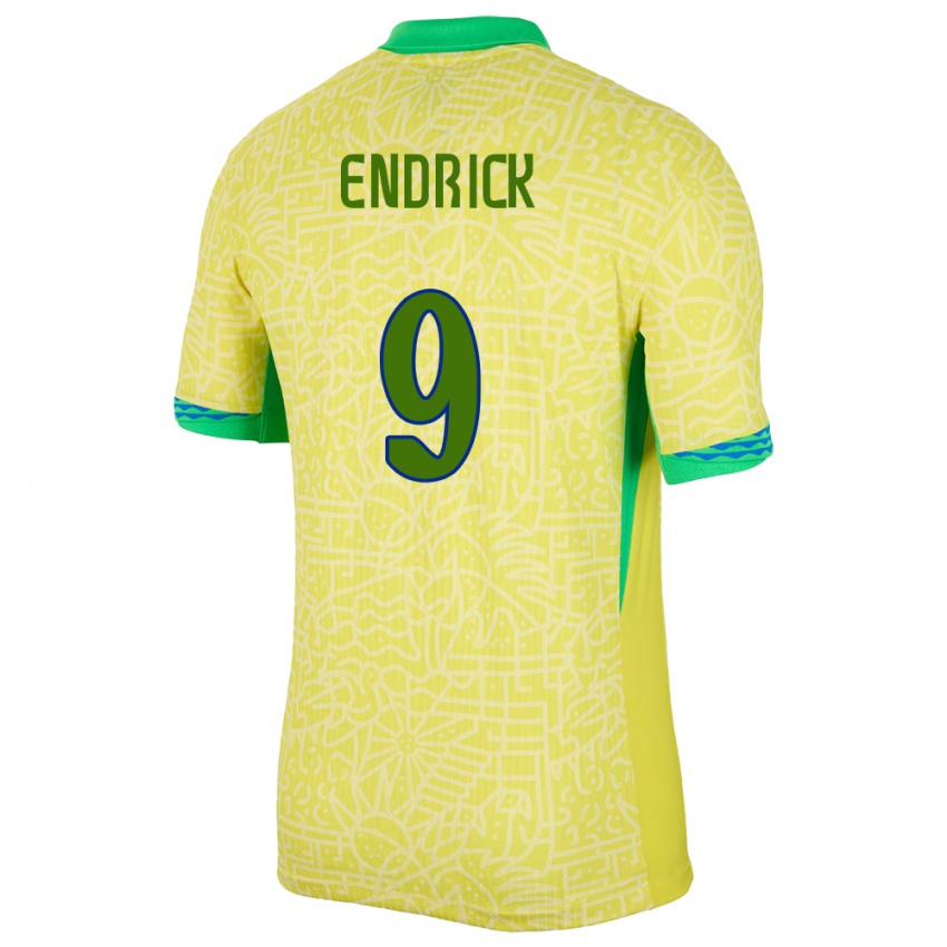 Kobiety Brazylia Endrick #9 Żółty Domowa Koszulka 24-26 Koszulki Klubowe