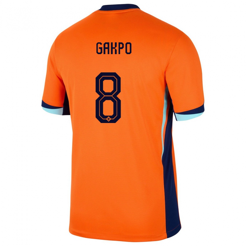 Kobiety Holandia Cody Gakpo #8 Pomarańczowy Domowa Koszulka 24-26 Koszulki Klubowe
