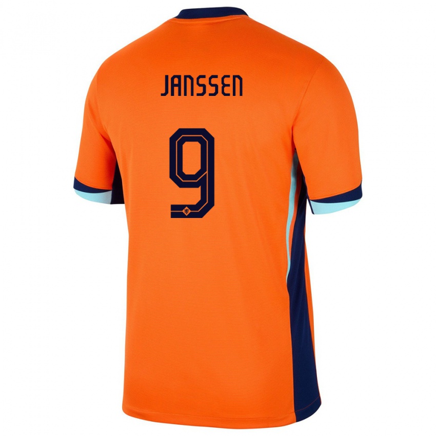 Kobiety Holandia Vincent Janssen #9 Pomarańczowy Domowa Koszulka 24-26 Koszulki Klubowe