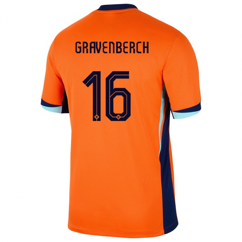 Kobiety Holandia Ryan Gravenberch #16 Pomarańczowy Domowa Koszulka 24-26 Koszulki Klubowe