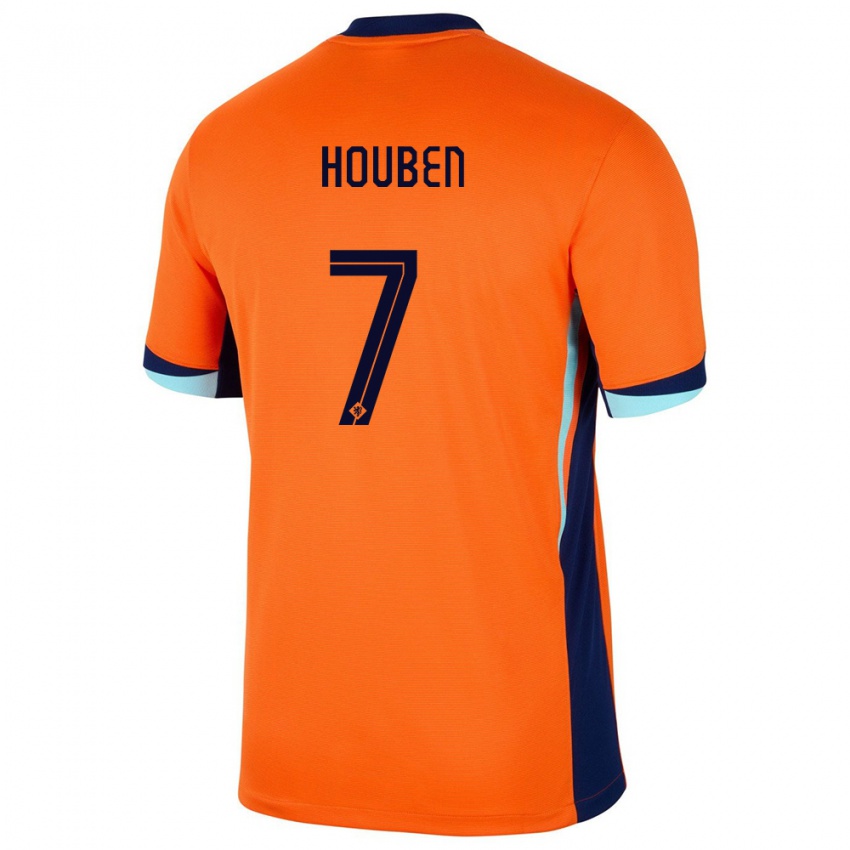 Kobiety Holandia Iggy Houben #7 Pomarańczowy Domowa Koszulka 24-26 Koszulki Klubowe
